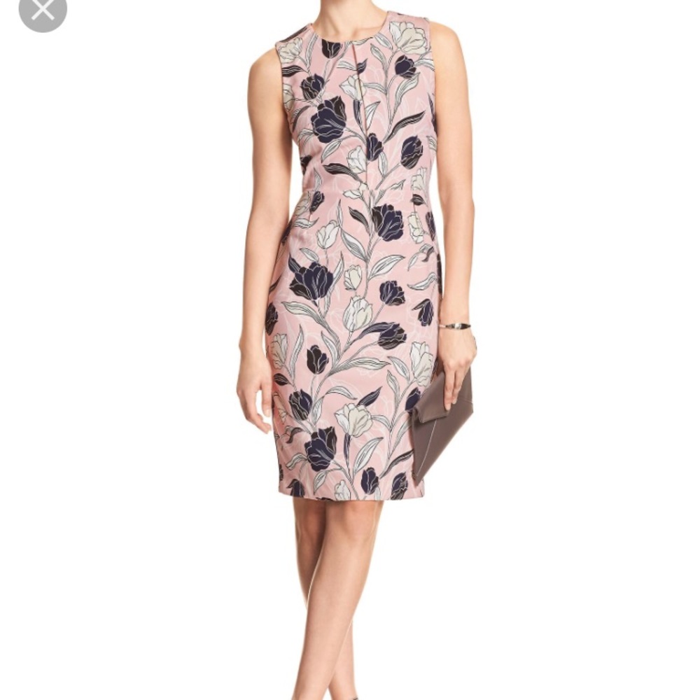 Banana Republic Pink Floral Sheath Dress